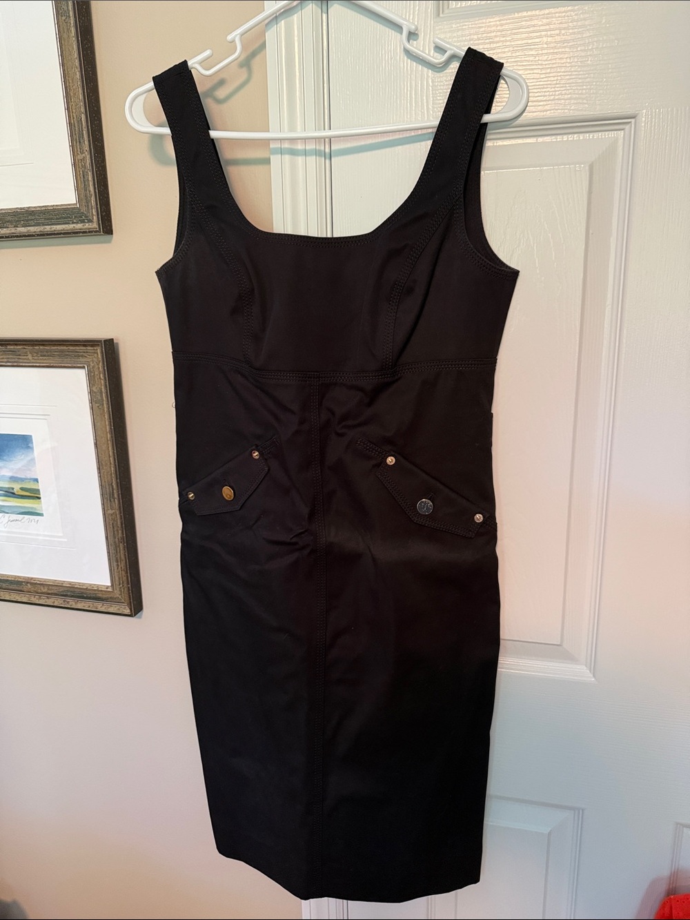 Etcetera Black Sleeveless Sheath Dress with Pocket-Flap Detail